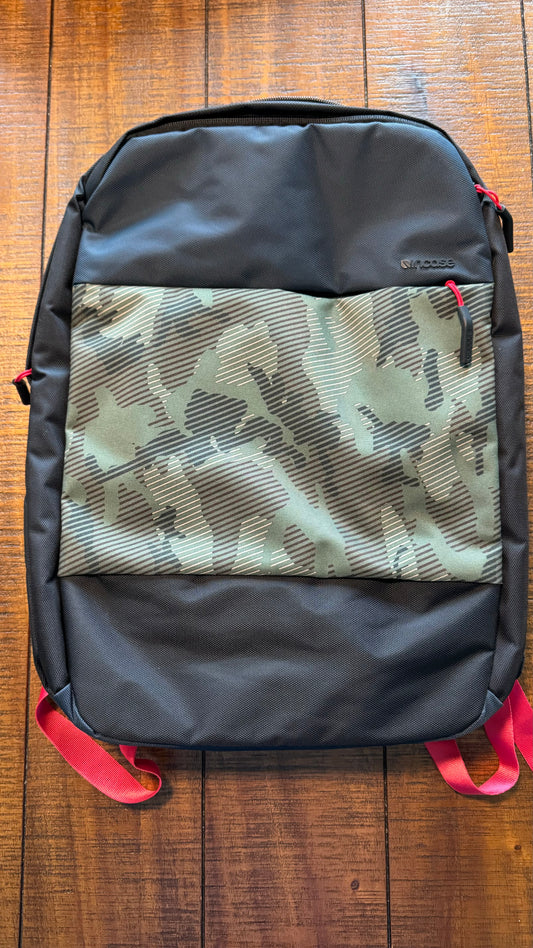 Unique InCase City Compact Backpack - Camo and Black with Red detail